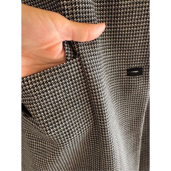 Conrad C Collection 100% wool 2 pc set blazer skirt  black white houndstooth L 1 - Picture 6 of 8